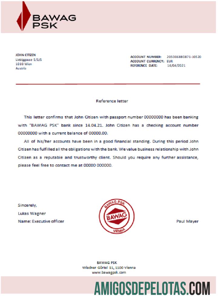 Referência Áustria BAWAG PSK baixar para verificação